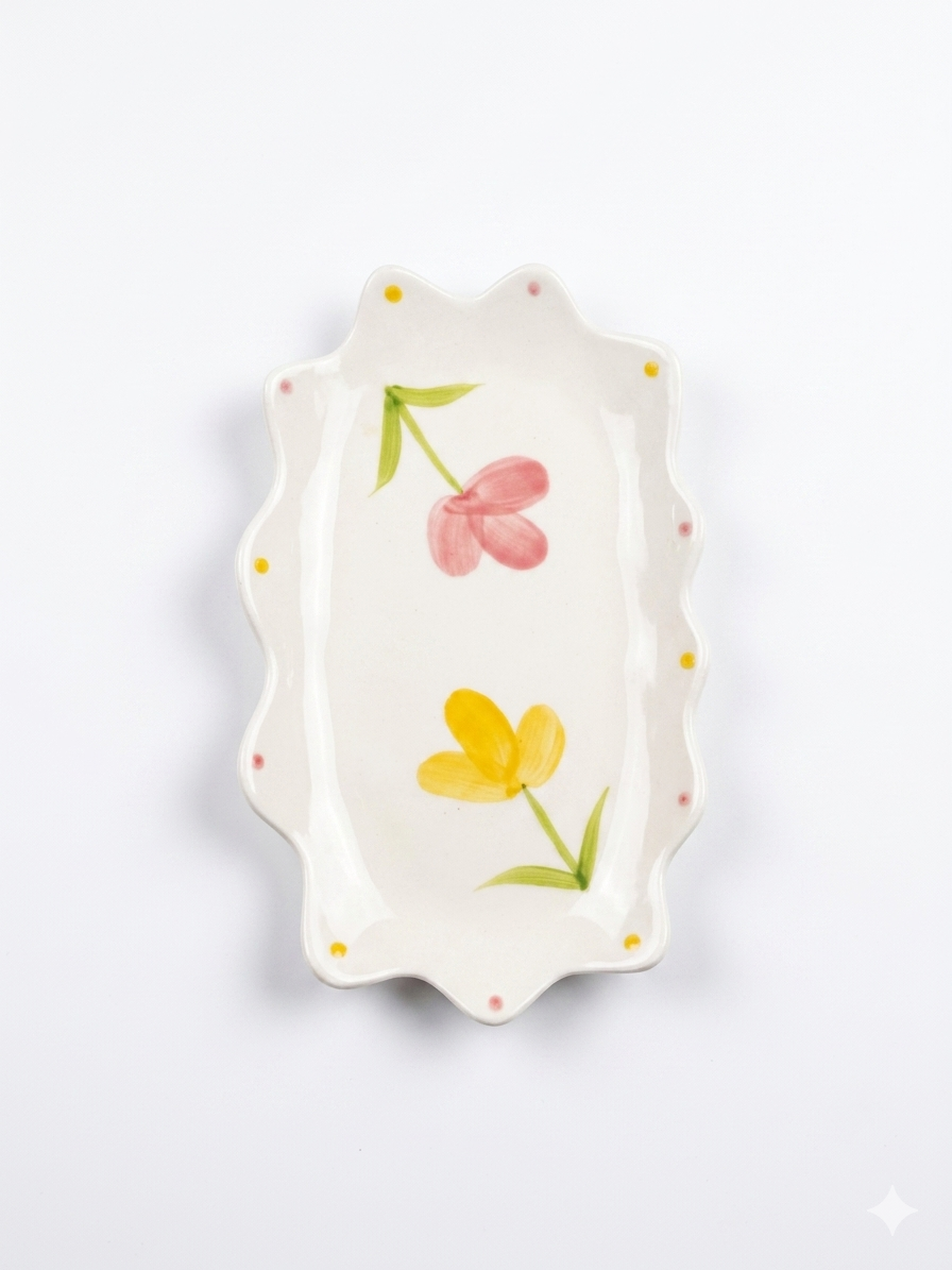Floral Ceramic Serving Tray