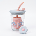 Flower Detox Glass Cup with Infuser Lid 400ml