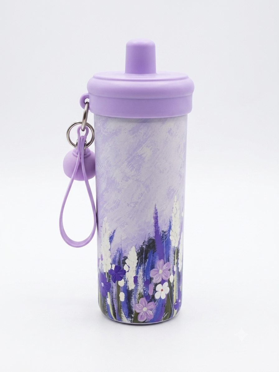 Floral Straw Vacuum Cup 600ml