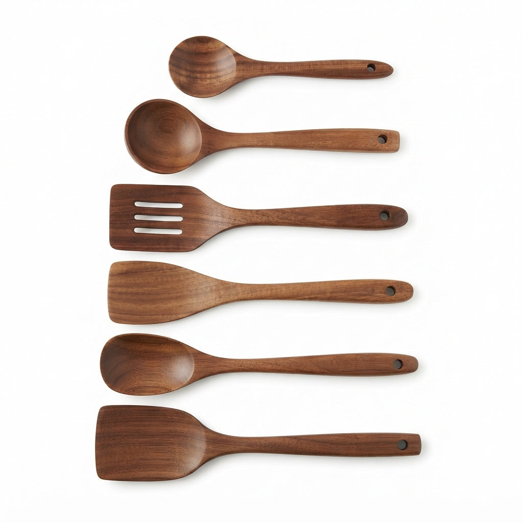 Acacia Wood Kitchen Utensil Set - 6 Pieces