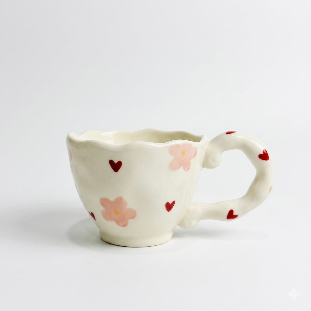 Handmade Ceramic Floral Mug 150ml