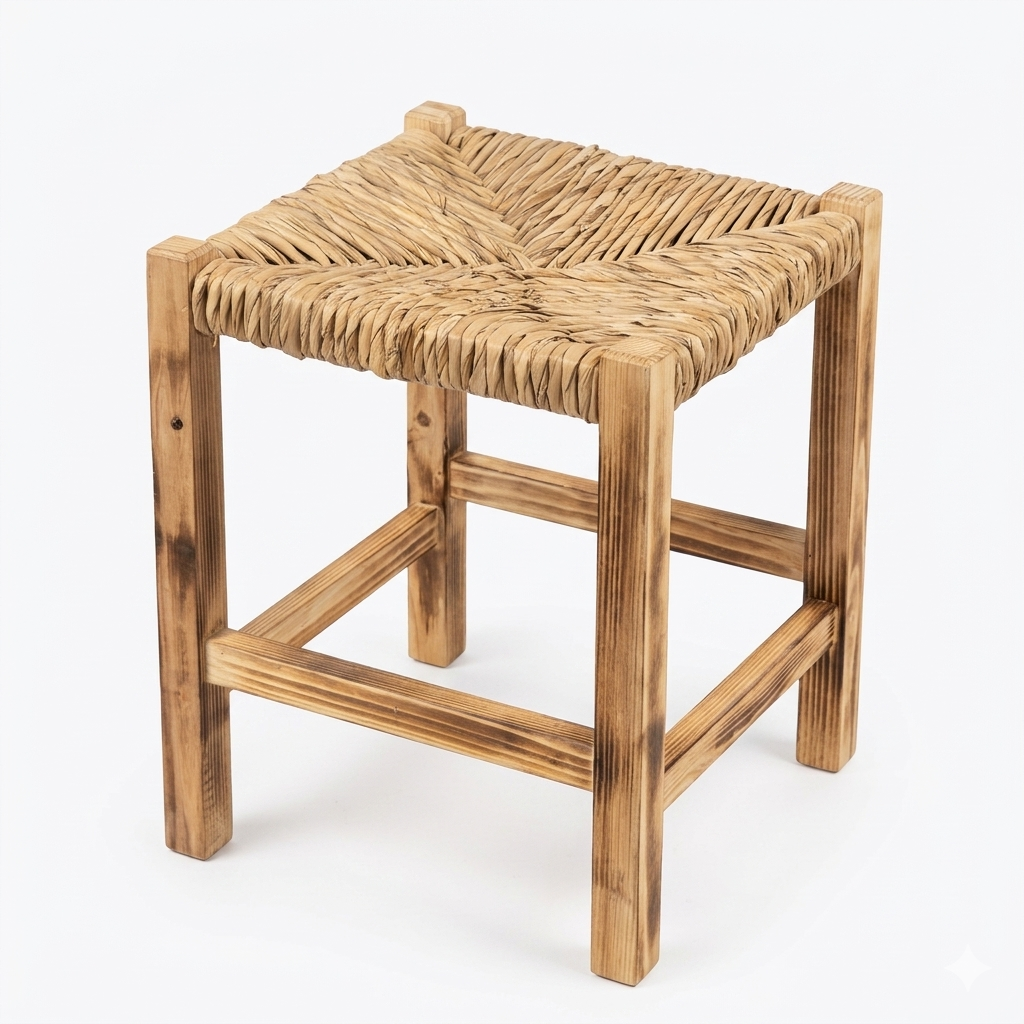 Handwoven Rush Stool