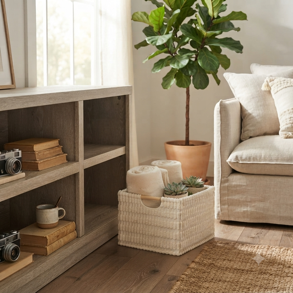 Storage Basket with Wooden Handles