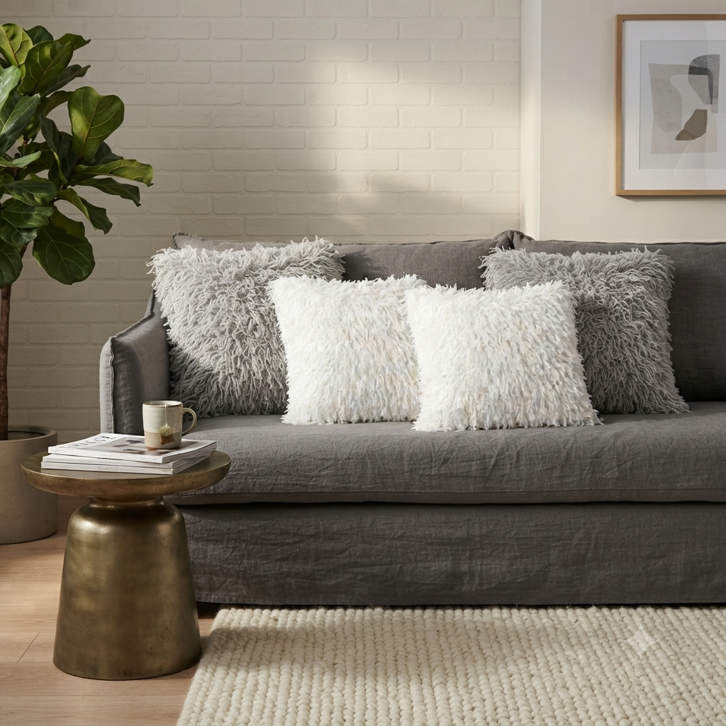Fluffy Shaggy Cushion Cover 47x47cm