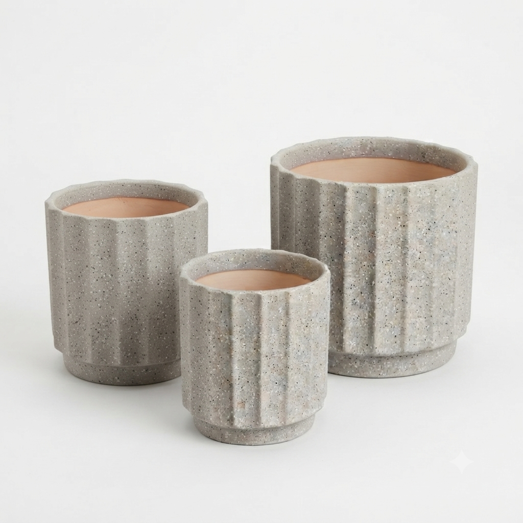 Speckled Ribbed Ceramic Pot