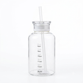 Glass Water Tracker Bottle with Straw 450ml