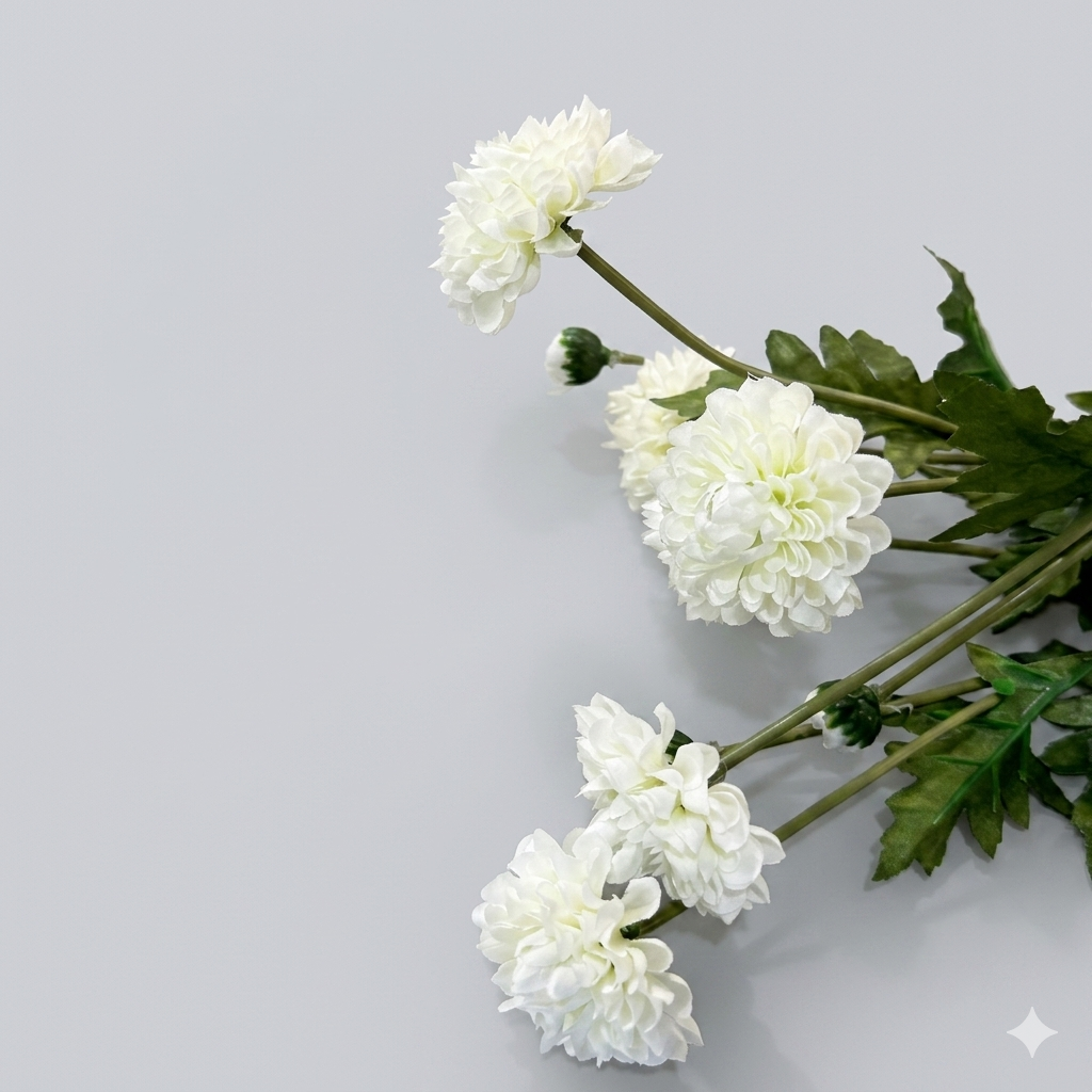 Artificial White Wildflower Bouquet 55cm