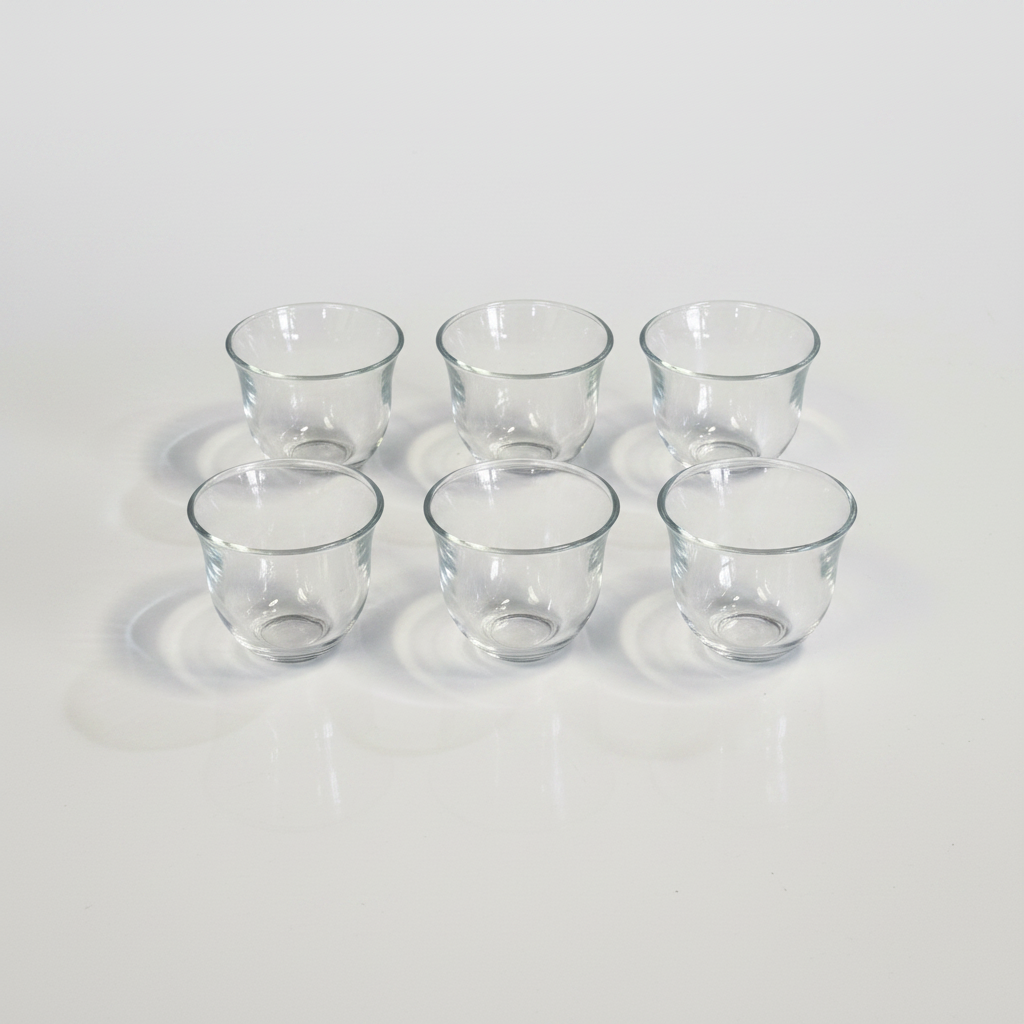 6 Glass Cups - White Background