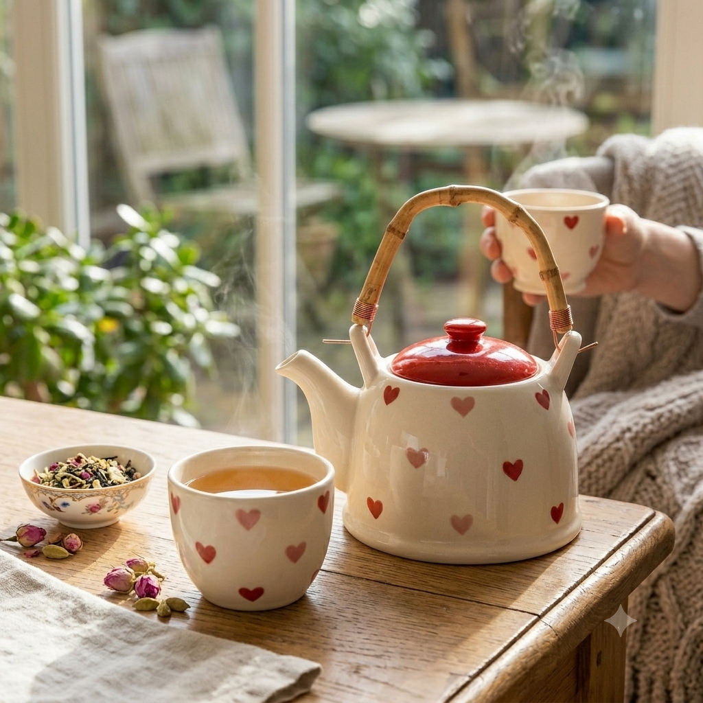 Heart Teapot Set - 5 Pieces