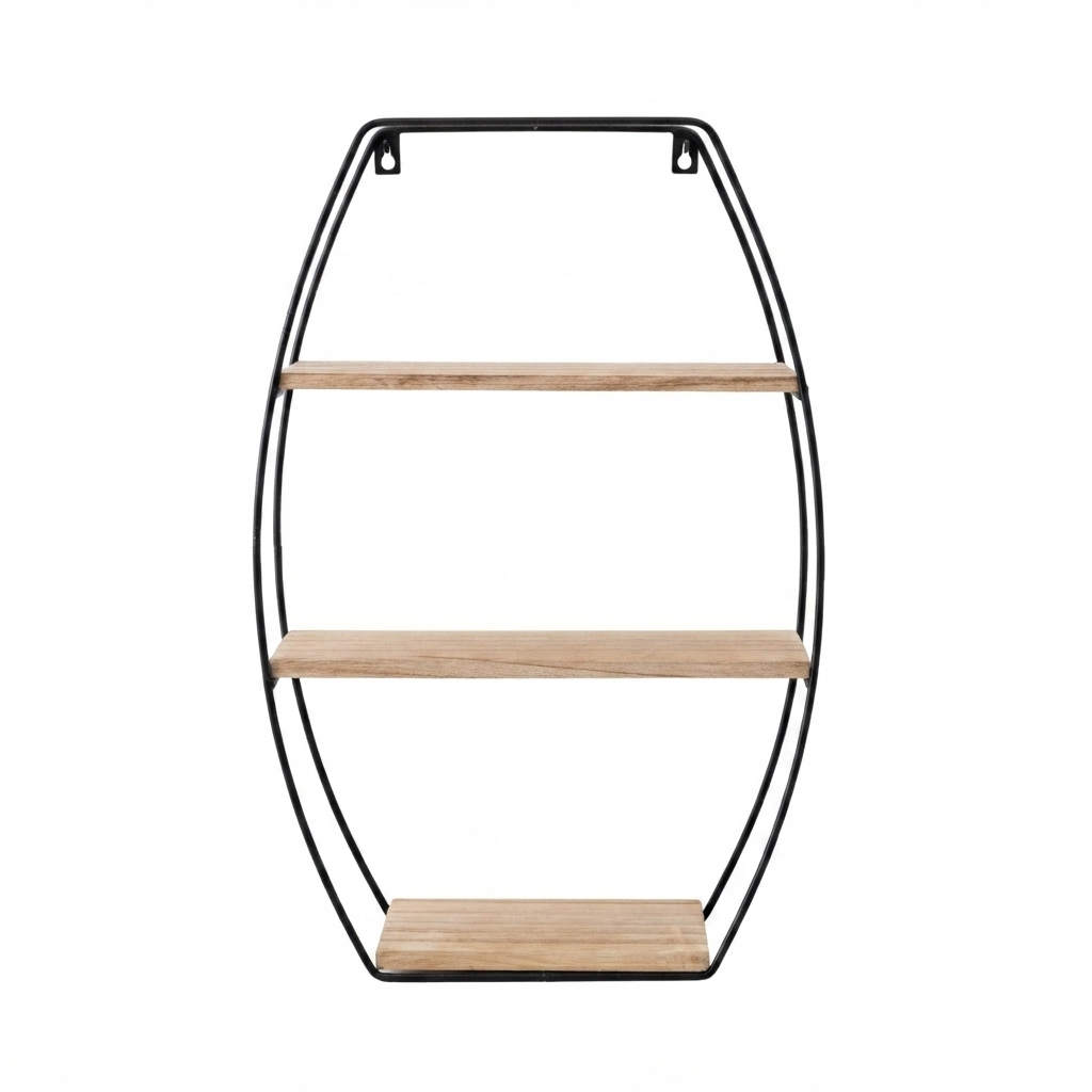 6269 3-Tier Metal & Wood Wall Shelf