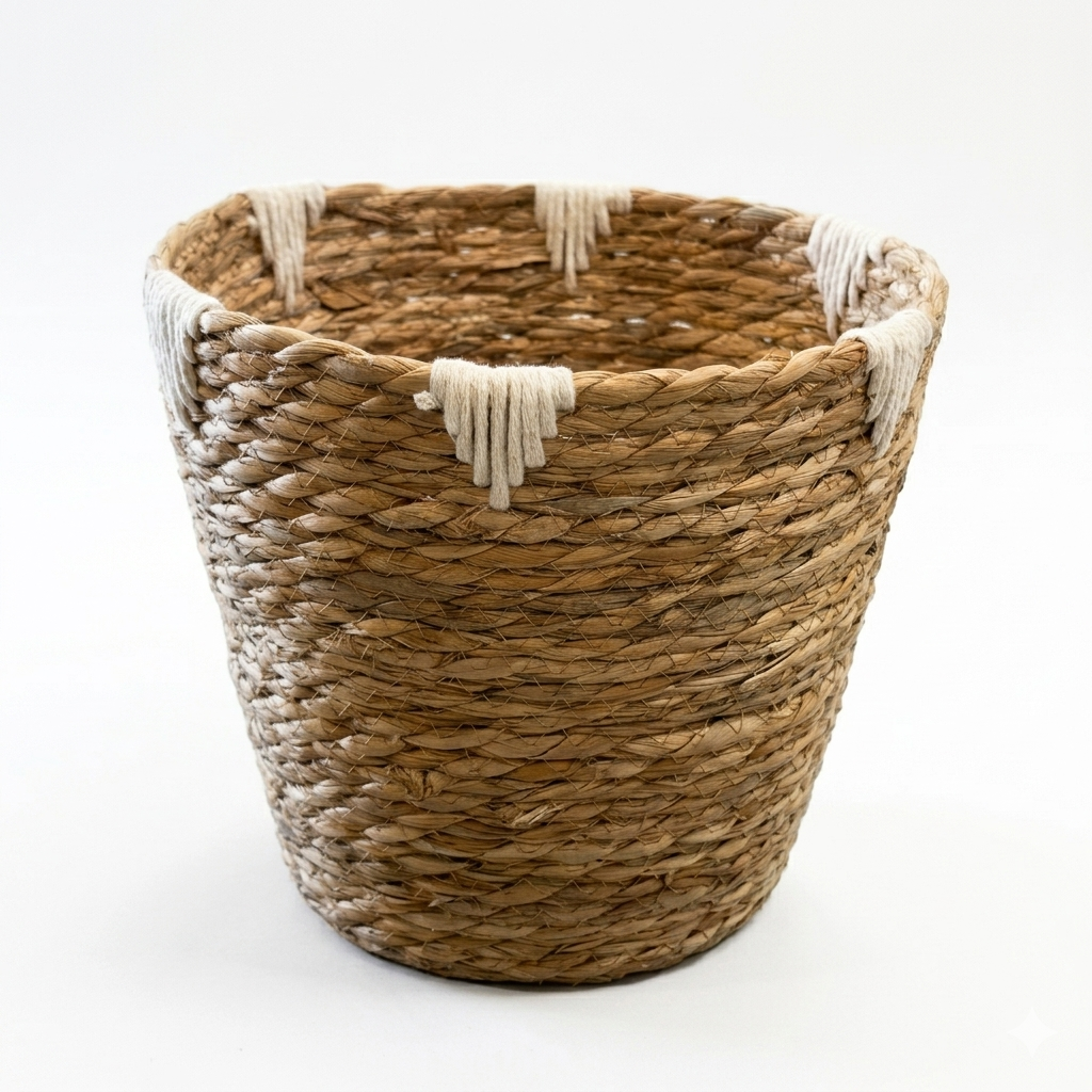 Straw Tassel Basket