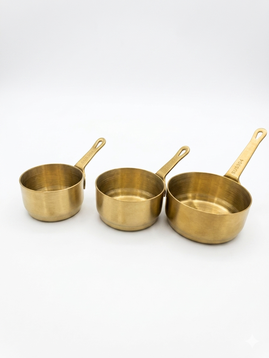 Gold Measuring Cups Set - 3 Pieces