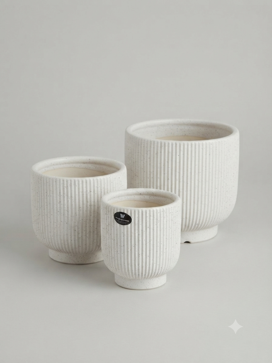 Ribbed Ceramic Pot