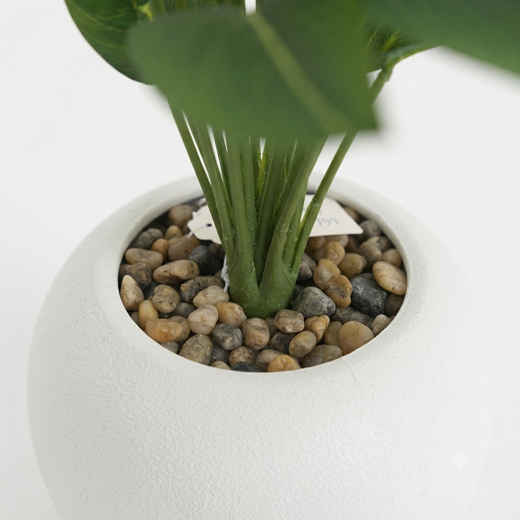Artificial Bird of Paradise Plant in White Round Plastic Pot