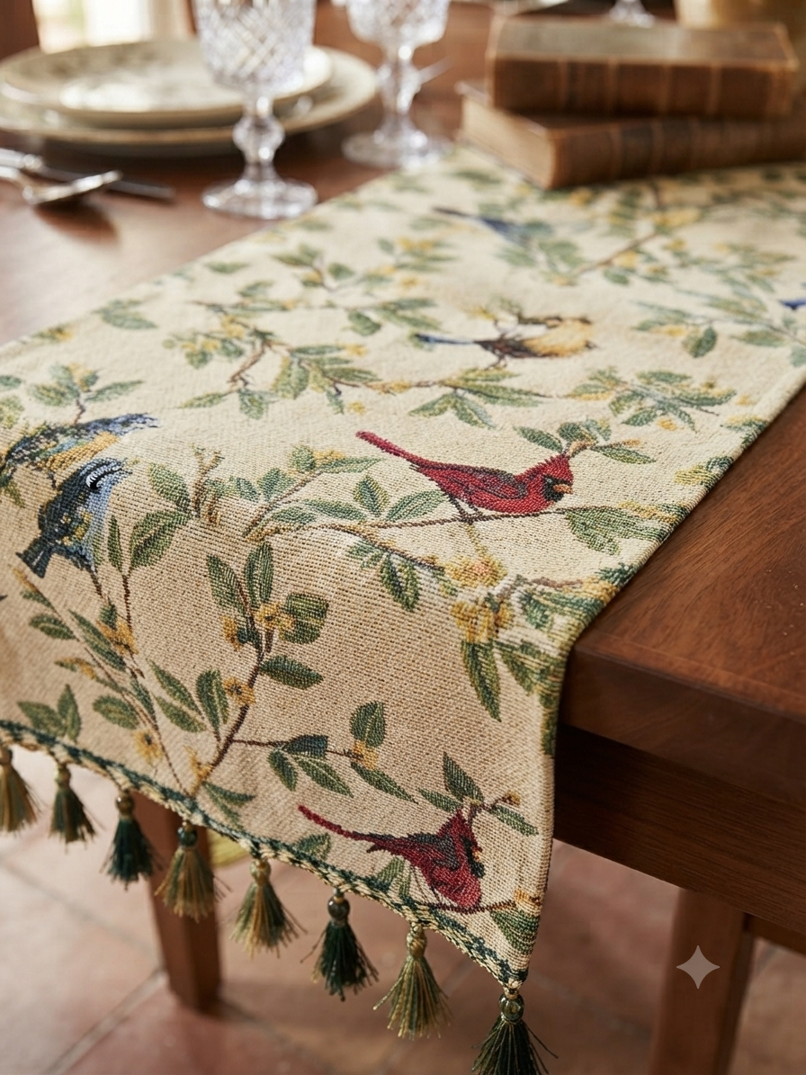 Garden Birds Tapestry Table Runner