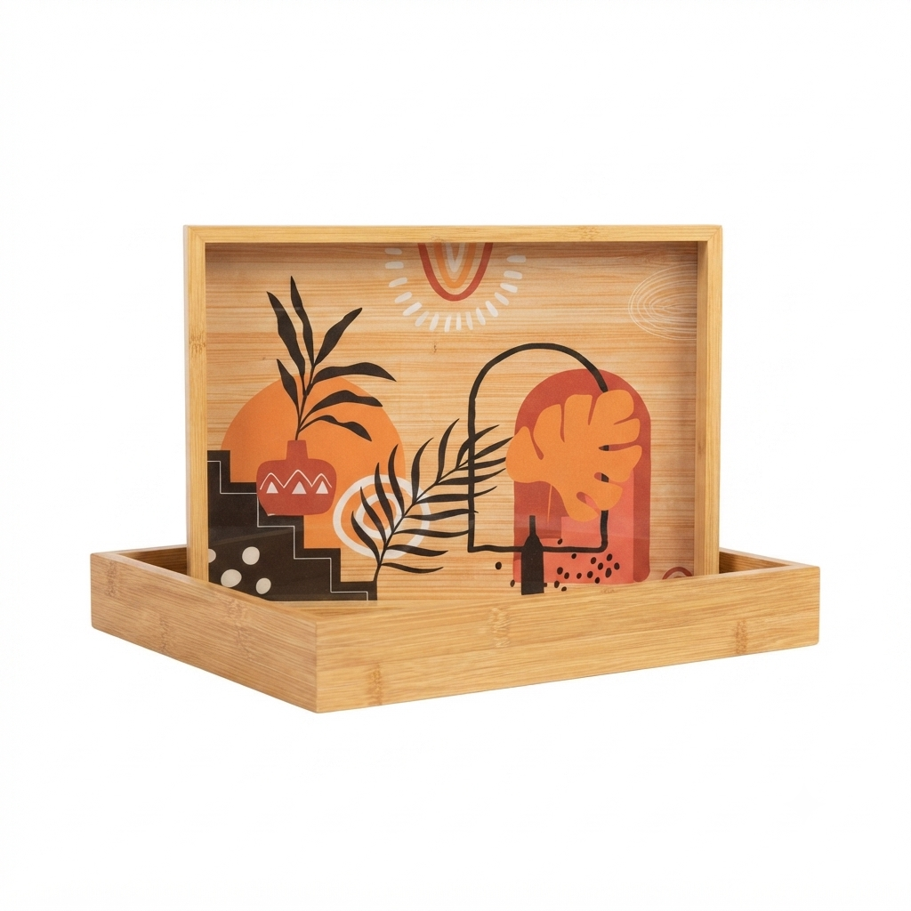 Boho Bamboo Tray Set