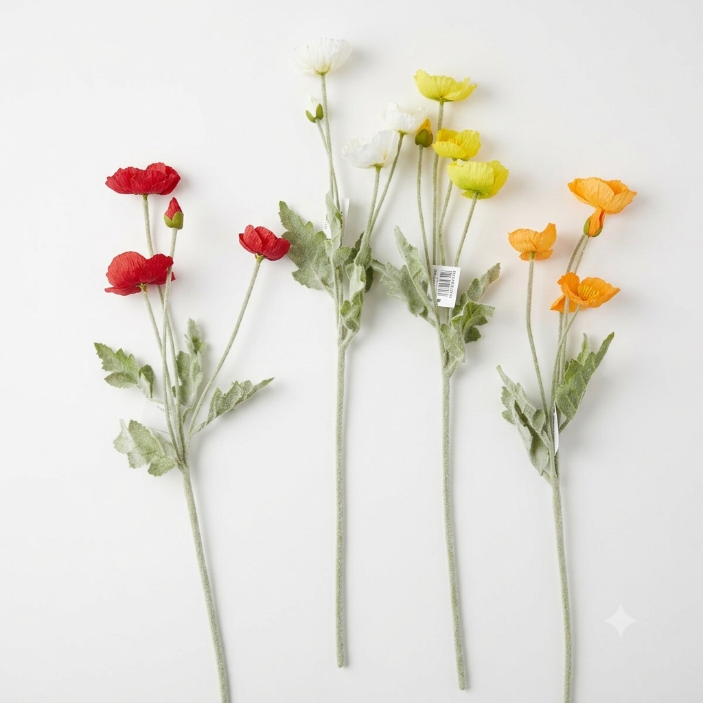 Artificial Poppy Flower Stem