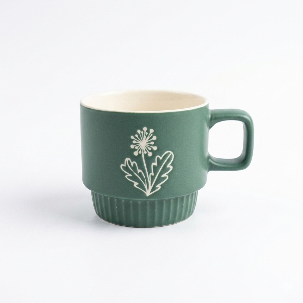 Botanical Ceramic Stackable Mugs Set of 4