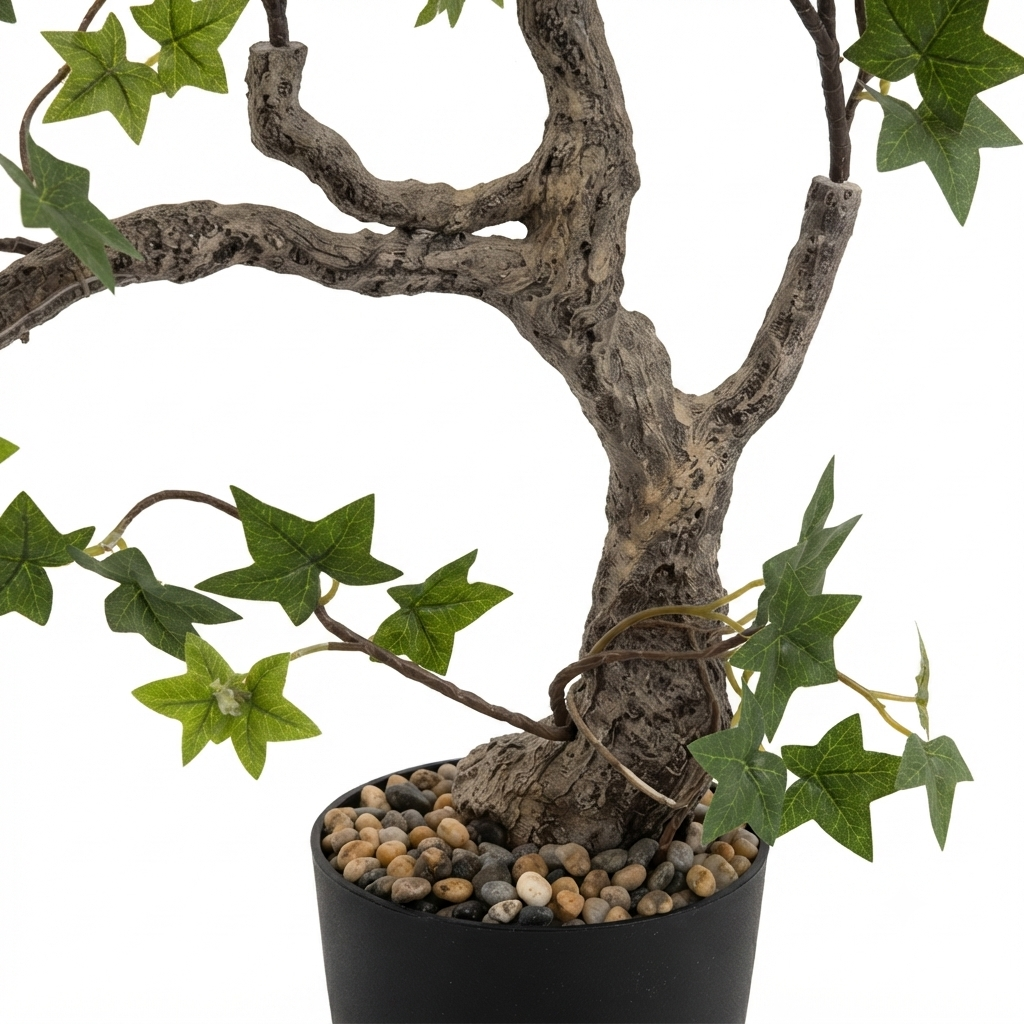 Artificial Ivy Bonsai Tree in Black Textured Pot