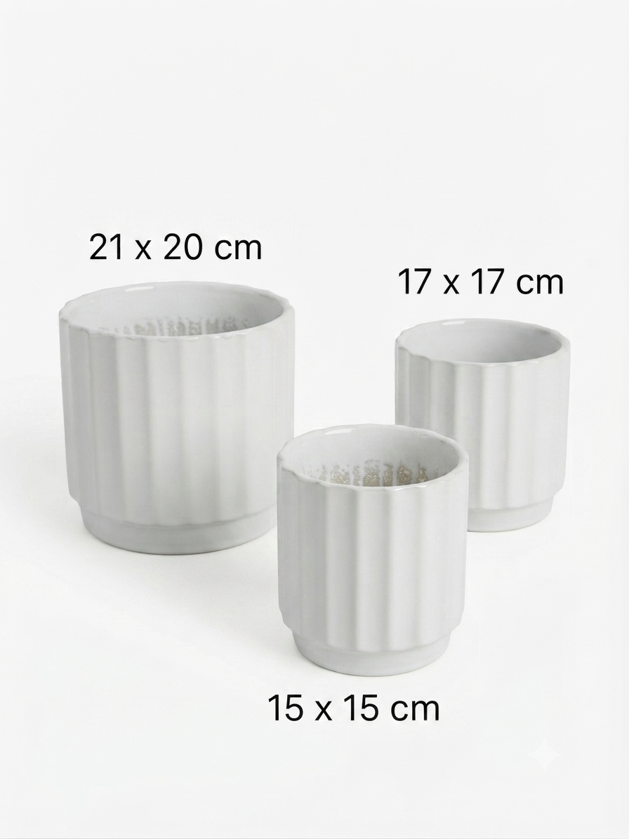 Glossy Ribbed Ceramic Pot