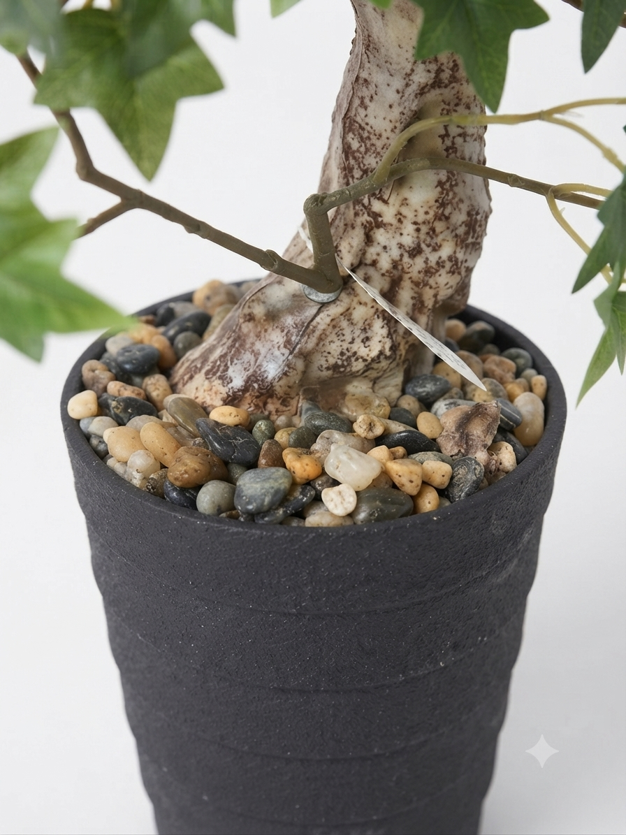 Artificial Ivy Bonsai Tree in Black Textured Pot