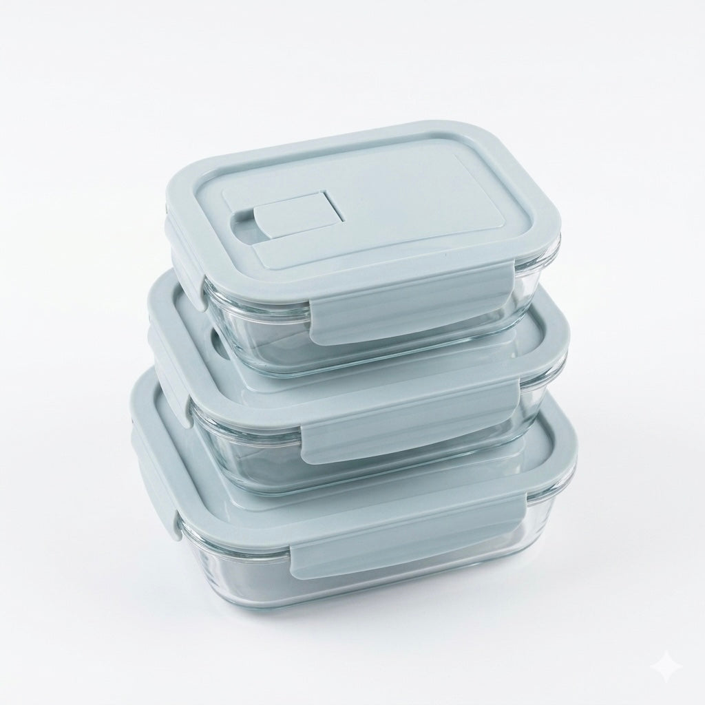 3-Piece Glass Food Storage Container Set