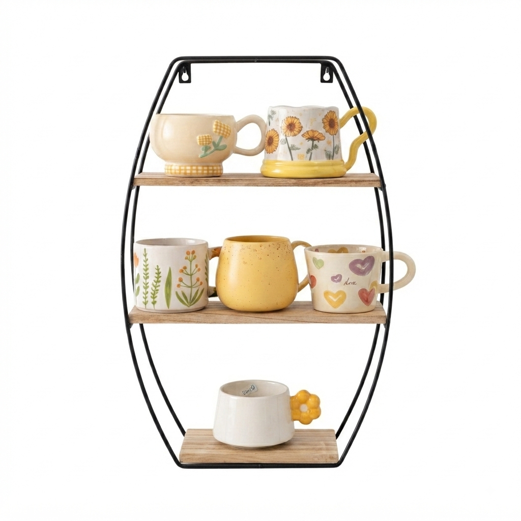 6269 3-Tier Metal & Wood Wall Shelf