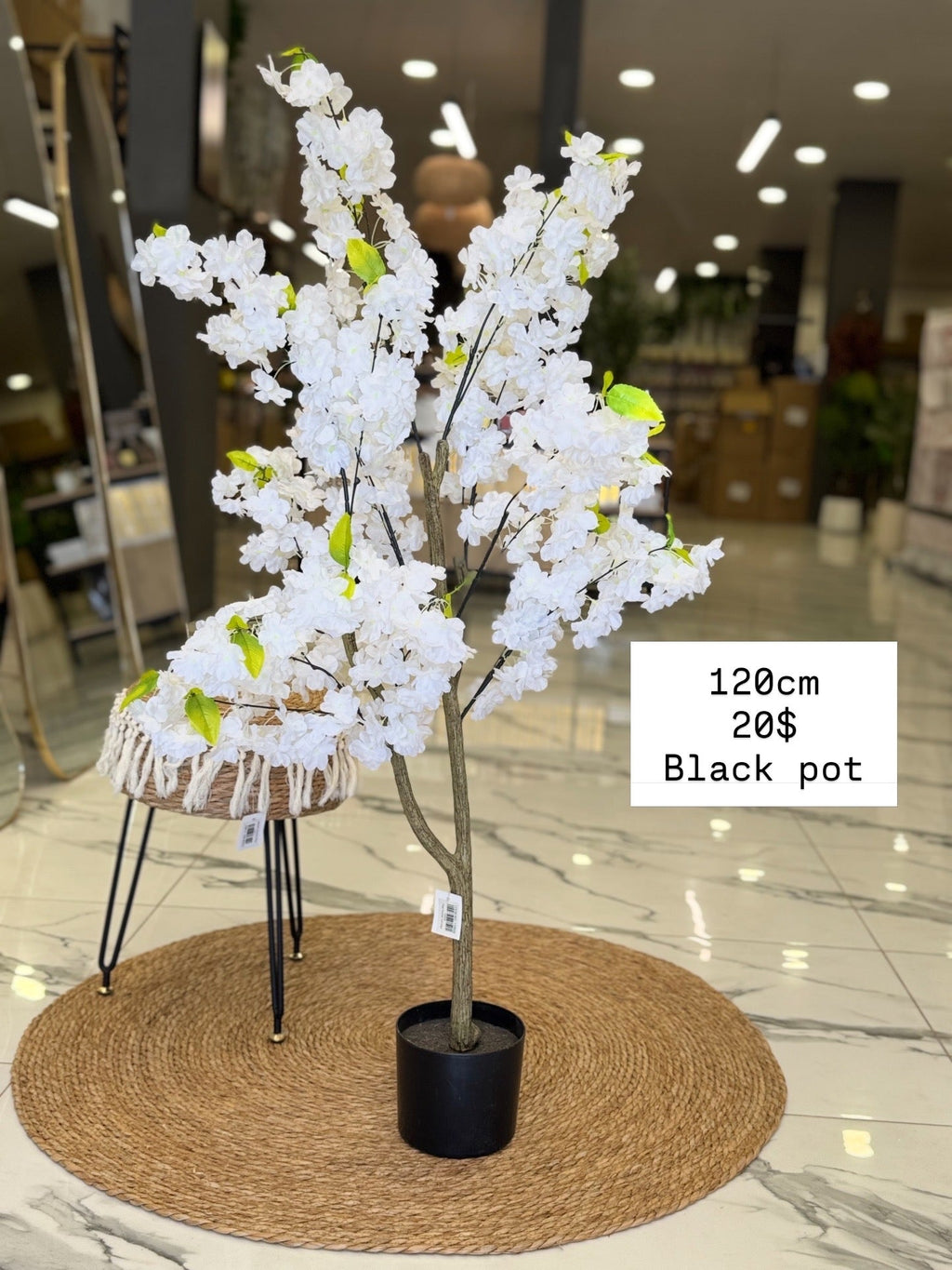 White Cherry Blossom Artificial Tree