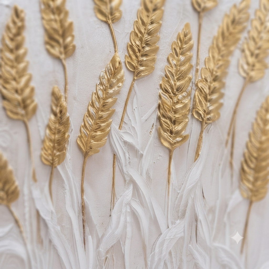 In0077 Golden Wheat Textured Wall Art