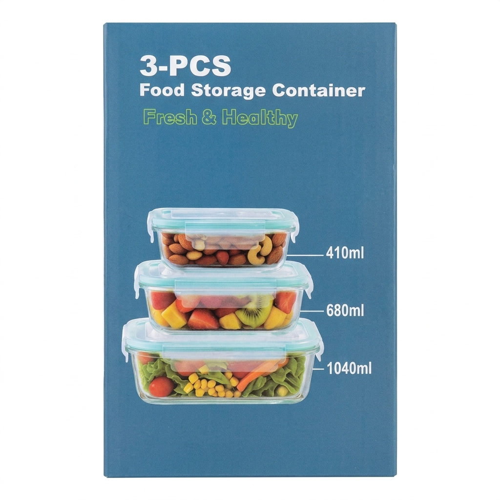 3-Piece Glass Food Storage Container Set