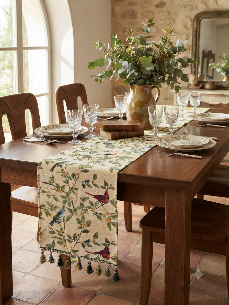 Garden Birds Tapestry Table Runner