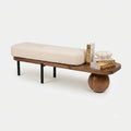 Sculptural Boucle Bench with Side Table