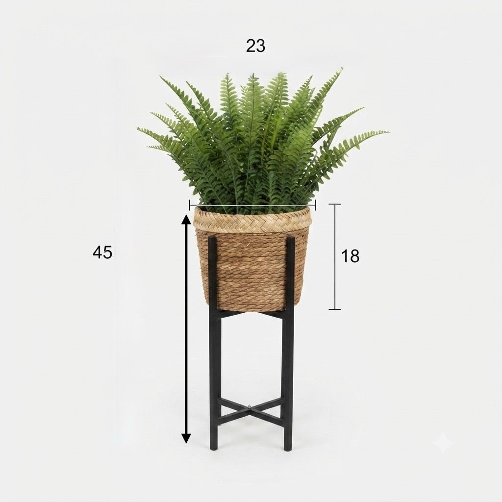 Seagrass Basket Planter with Metal Stand