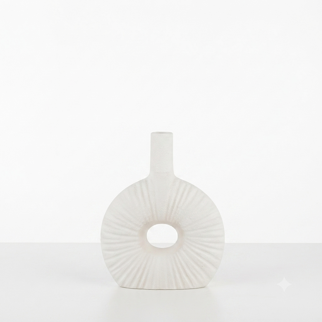 11292 Boho Donut Vase with Wooden Beads