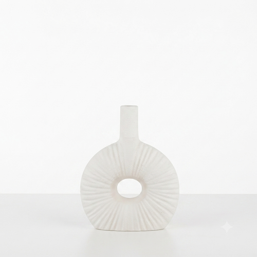 11292 Boho Donut Vase with Wooden Beads
