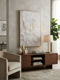In0077 White Peony Textured Wall Art