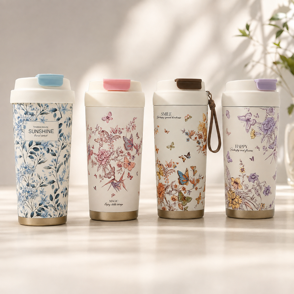 In0127 Floral Ceramic Insulated Mug 550ml