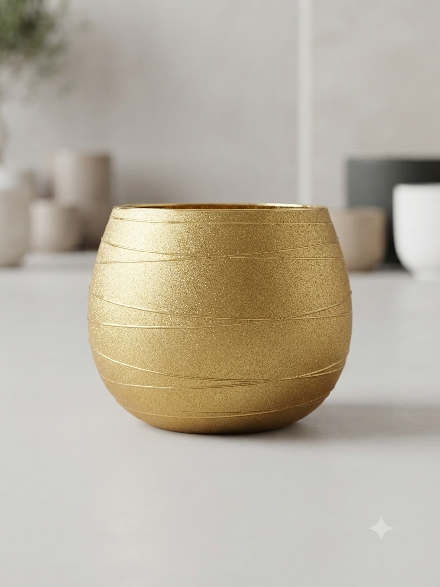 Gold Textured Round Planter