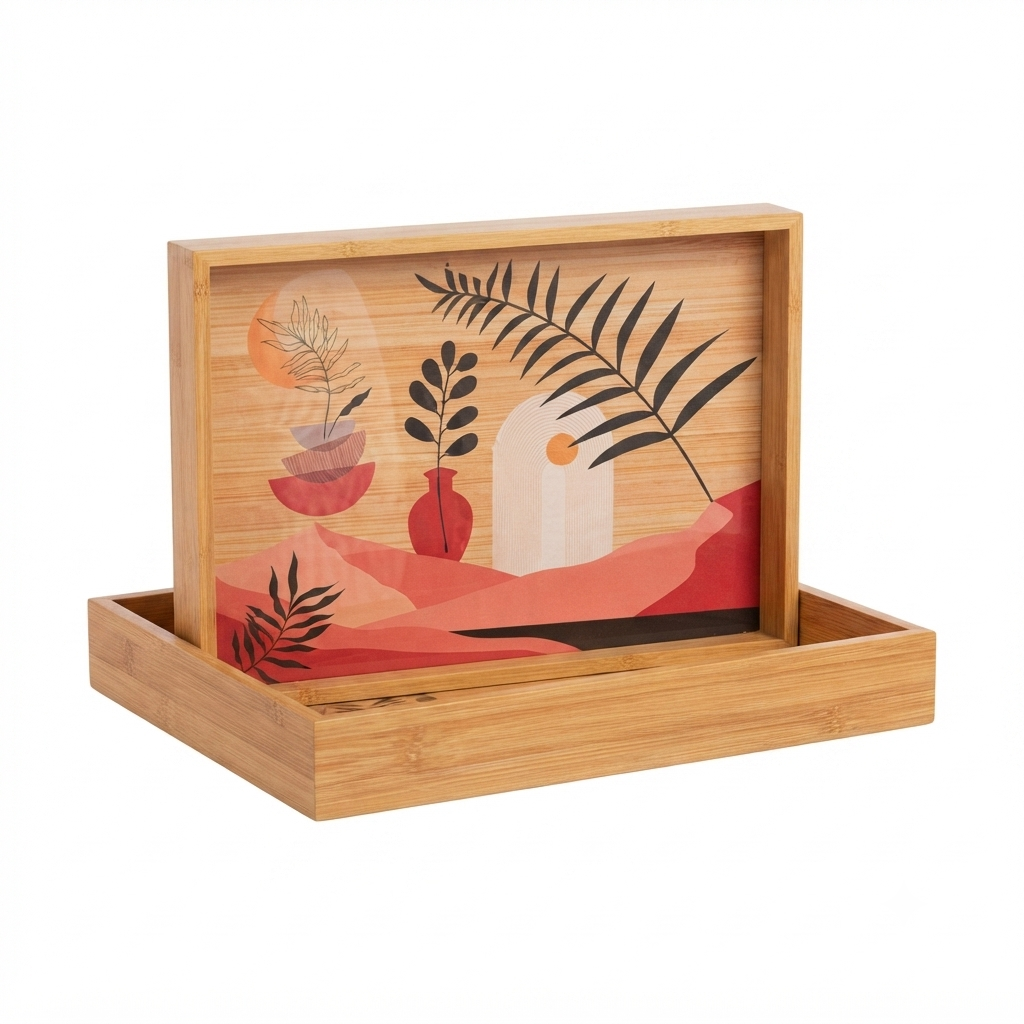 Boho Bamboo Tray Set