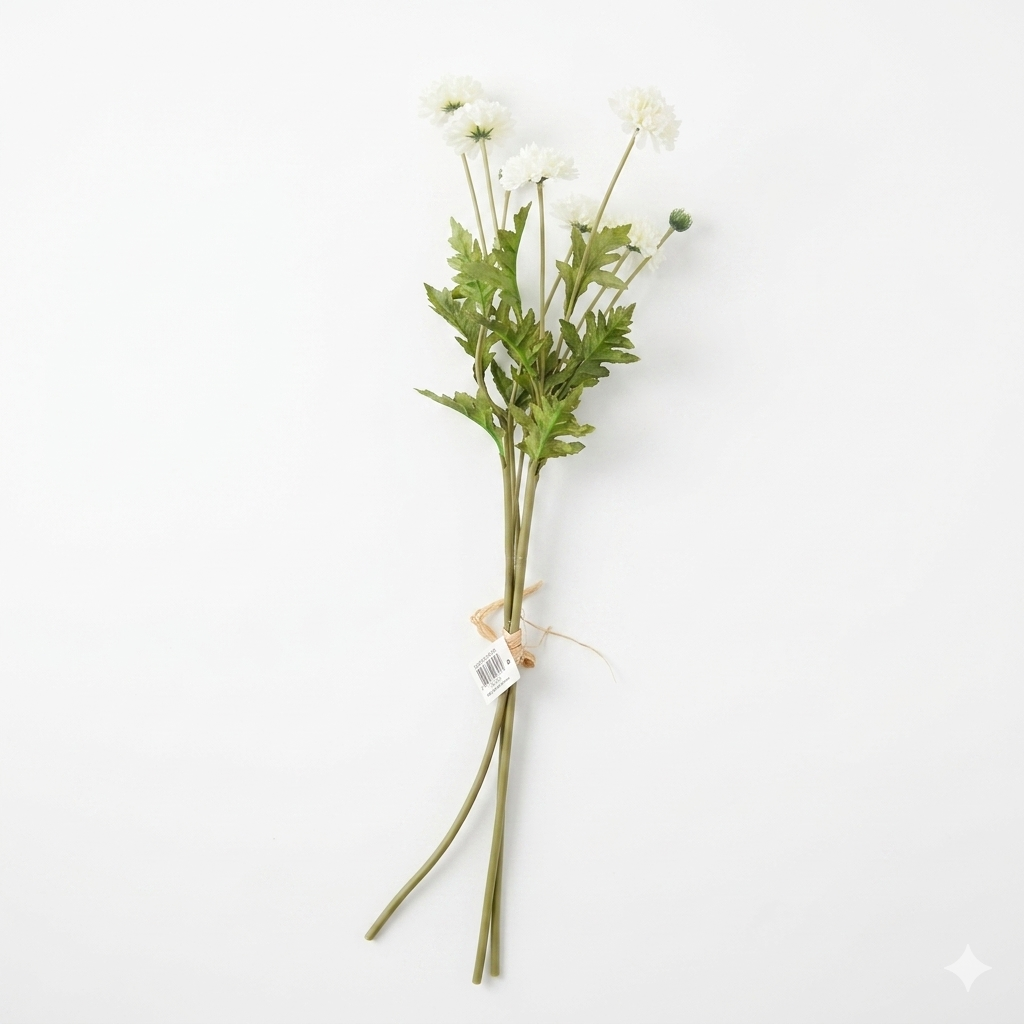 Artificial White Wildflower Bouquet 55cm