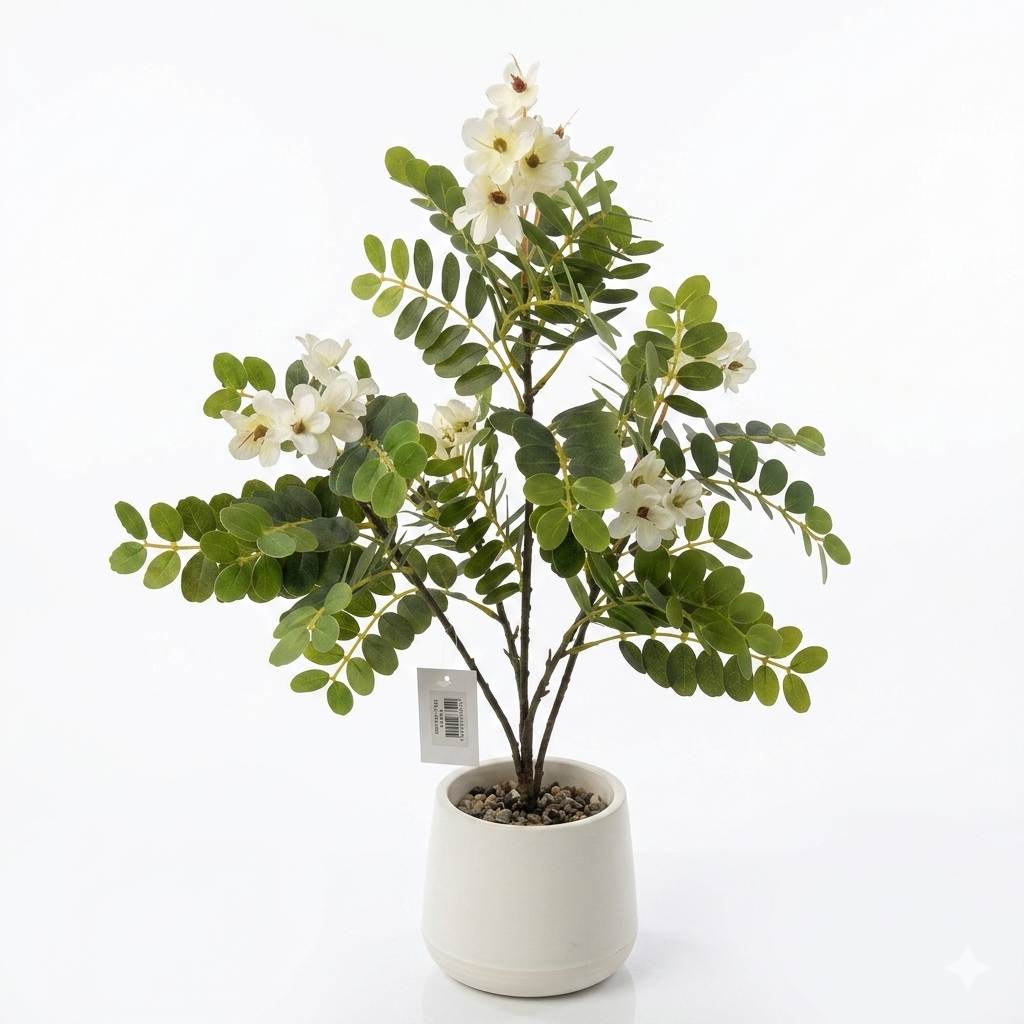 Artificial Flowering Plant with Plastic Pot