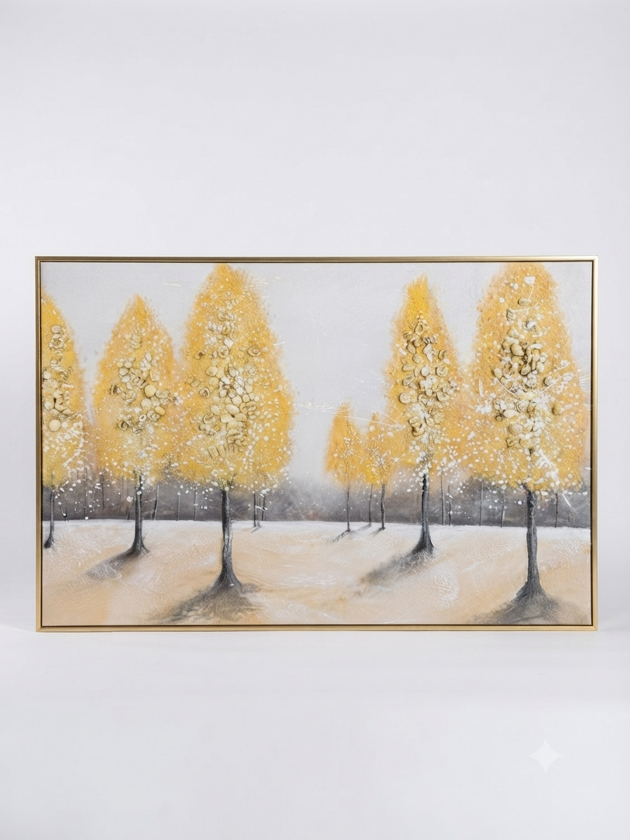 In0077 Golden Trees Textured Wall Art