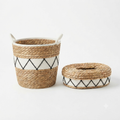 Seagrass Basket & Tissue Box Set – Black & White