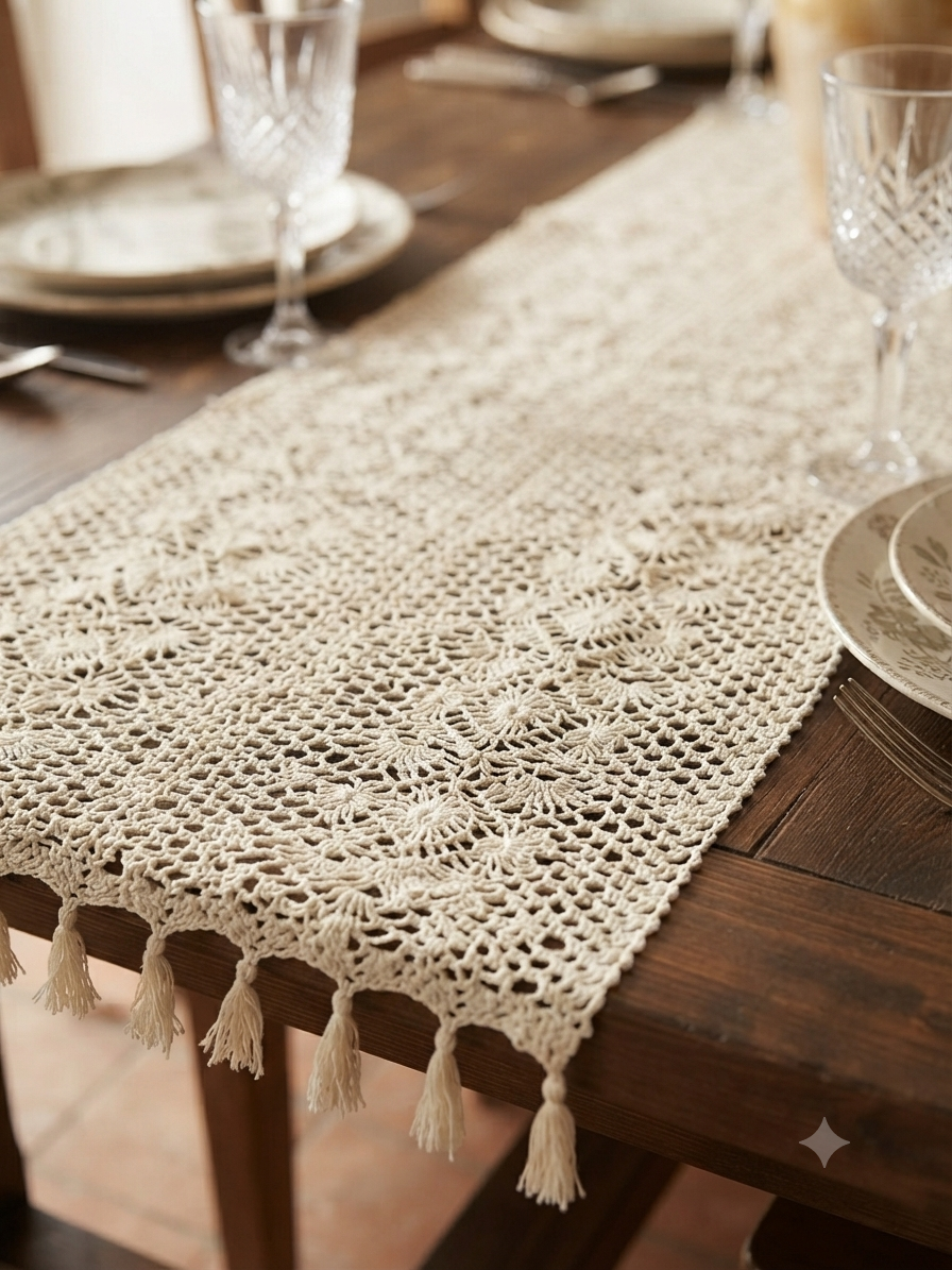 Sunflower Crochet Lace Table Runner