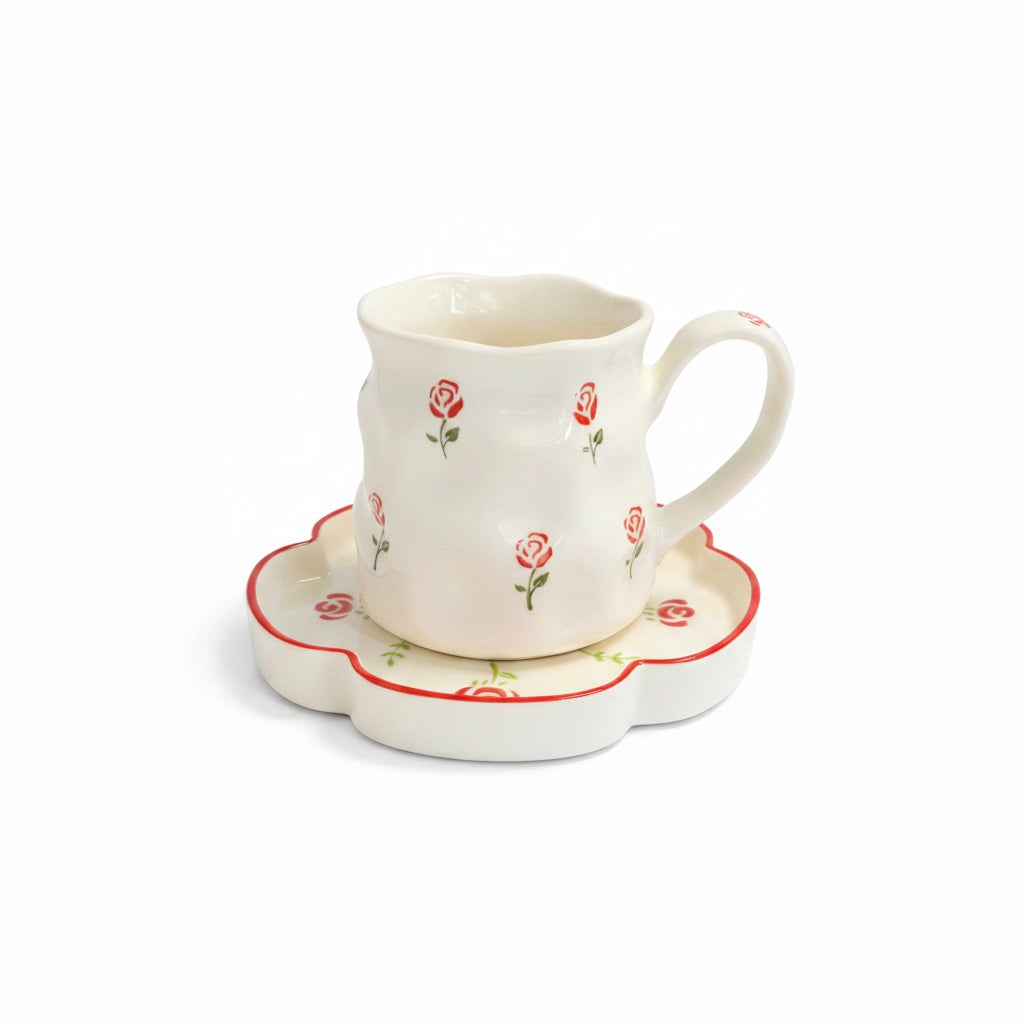 Rose Ceramic Cup & Saucer Set 350ml