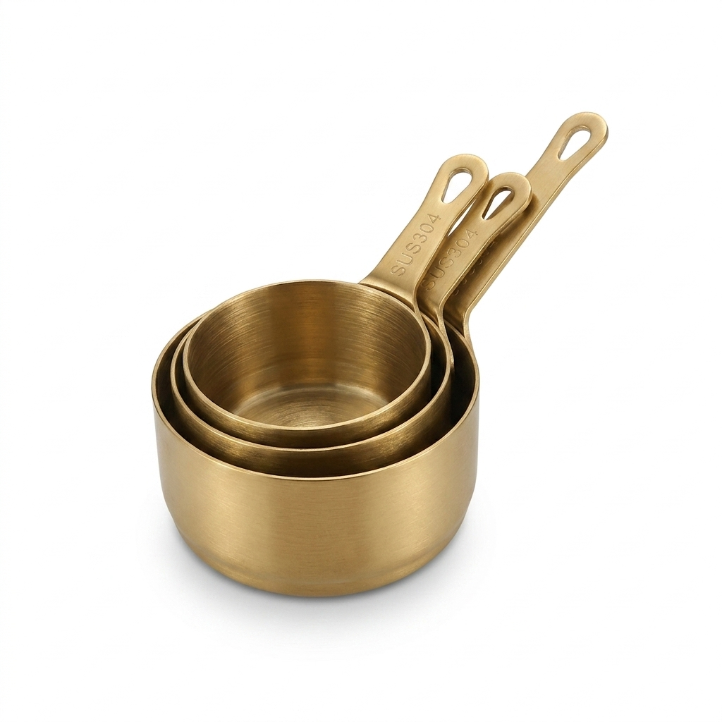 Gold Measuring Cups Set - 3 Pieces