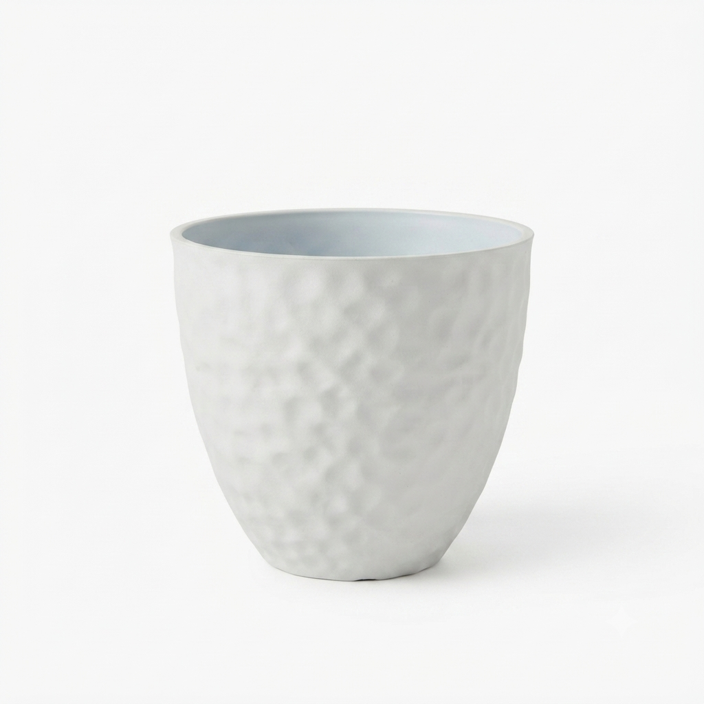 Textured Plastic Planter Pot-bone