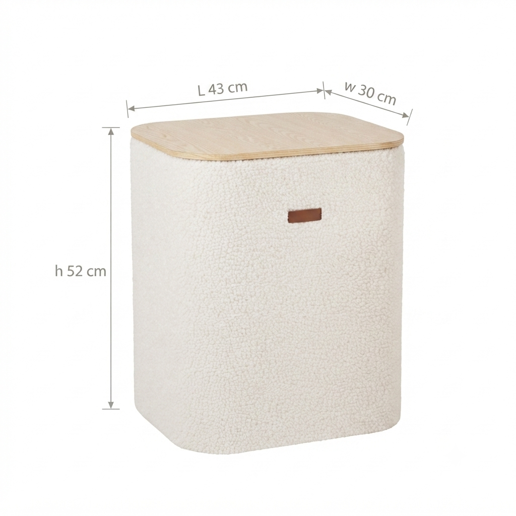 Bouclé Storage Set with Wooden Lid