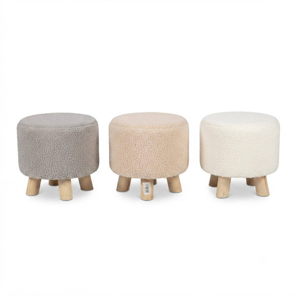 Bouclé Round Stool