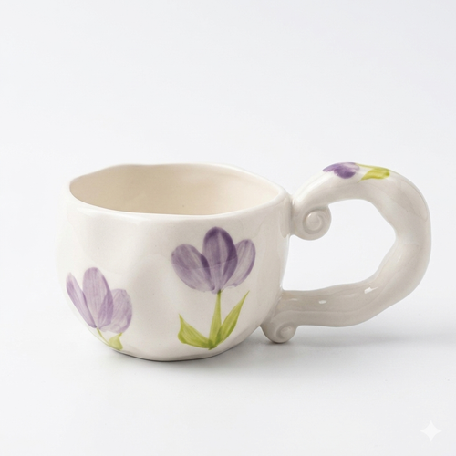 11029 Floral Curl Handle Mug 250ml